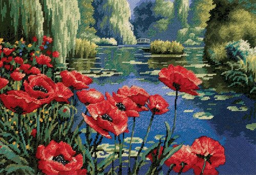Lakeside Poppies (needlepoint kit)