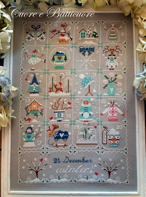 Cuore E Batticuore Shabby Winter Calendar - Cross Stitch Pattern - 123Stitch Cuore E Batticuore Shabby Winter Calendar - Cross Stitch Pattern - 123Stitch