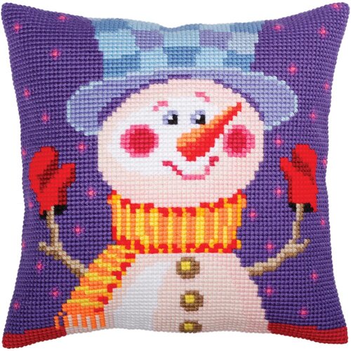 Collection D Art Cheerful Snowman Christmas Stamped Needlepoint