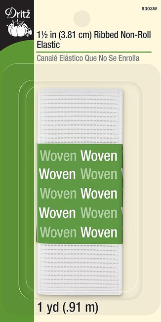 Dritz Non-Roll Elastic 1-1/2X10yd-White