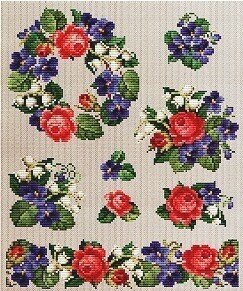 Violet floral cross stitch ornament sampler – JPCrochet