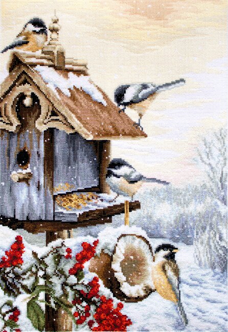 Lucas-S Winter Birdhouse Counted Cross-Stitch Kit