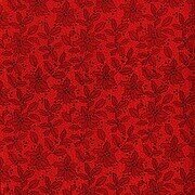 Red Poinsettia With Metallic Christmas Fabric Fat Quarter