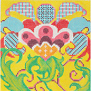 Tulip on Yellow - Painted Needlepoint Canvas