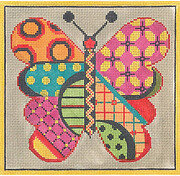 Warm Butterfly - Painted Needlepoint Canvas
