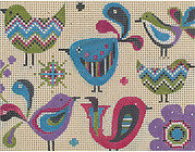Small Birdies - Painted Needlepoint Canvas