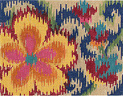 Small Ikat Floral - Painted Needlepoint Canvas