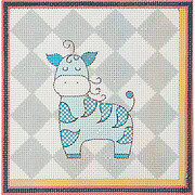 Zebra with Grey Background - Painted Needlepoint Canvas