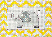 Grey Elephant with Chevron - Painted Needlepoint Canvas