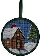 Cabin In The Snow Christmas Ornament - Needlepoint Kit