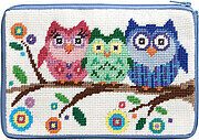 Cosmetic Purse - Owls - Needlepoint Kit