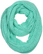 Acrylic Knit Wave Pattern Infinity Scarf - Mint Teal Green