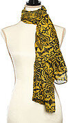 Black and Gold Polyester Abstract Print Oblong Scarf