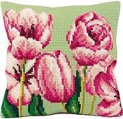 Tulipe A Gauche Flowers - Stamped Needlepoint Cushion Kit