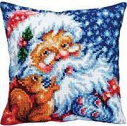 Collection D Art Santa Christmas Stamped Needlepoint Cushion Kit