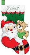 Santa and Teddy Christmas Stocking - Felt Applique Kit