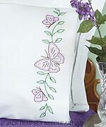 Butterflies Perle Edge Pillowcases - Embroidery Kit