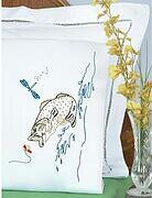 Fish Perle Edge Pillowcases - Embroidery Kit