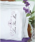 Love You/Love You More Lace Edge Pillowcases - Embroidery