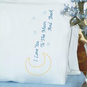 Love You to the Moon Lace Edge Pillowcases - Embroidery Kit