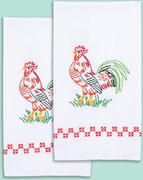 Rooster Decorative Hand Towels - Embroidery Kit