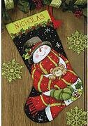 Snowman and Bear Christmas Stocking - Needlepoint Kit