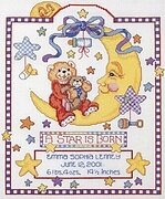 Celestial Moon Birth Record - Cross Stitch Pattern