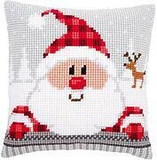 Santa In A Plaid Hat Cushion - Christmas Needlepoint Kit