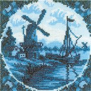 Antique Dutch Tiles Windmill II - Cross Stitch Kit