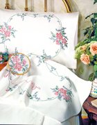 Wild Rose Pillowcase Pair - Stamped Embroidery Kit