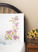 Fragrant Floral Pillowcase Pair - Stamped Embroidery Kit