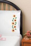 Sunflower Yo-Yo Pillowcase Pair - Stamped Embroidery Kit
