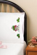 Toadly in Love Frogs Pillowcase Pair Stamped Embroidery Kit