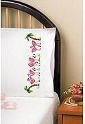 Flamingos Pillowcase Pair - Stamped Embroidery Kit