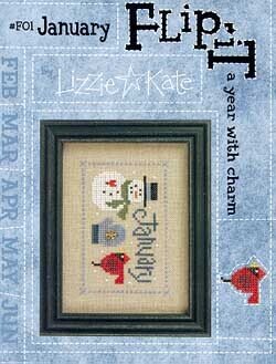 Lizzie Kate Flip-It Charm January - Cross Stitch Pattern
