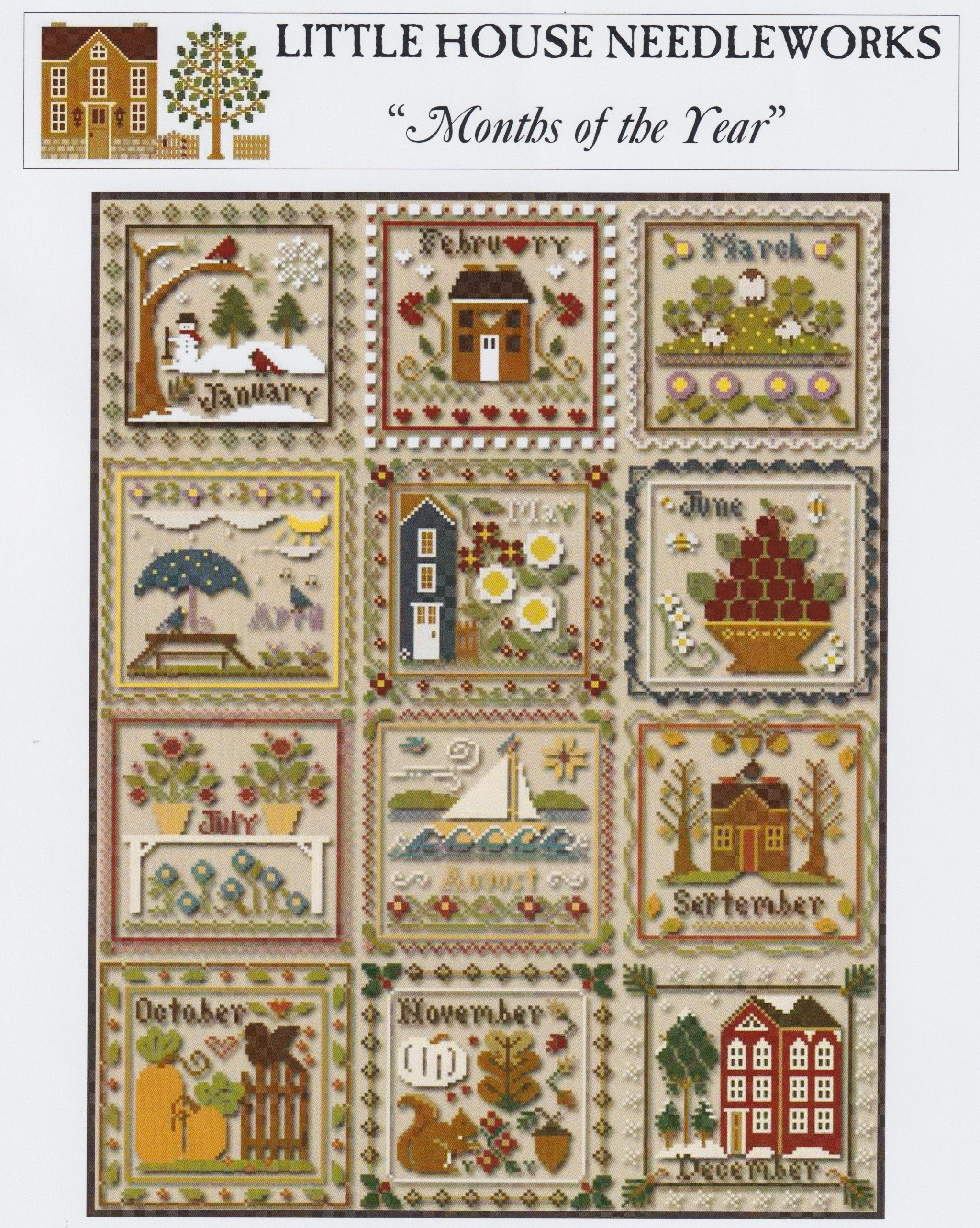 Little House Needleworks Months of the Year - Cross Stitch Pattern  
