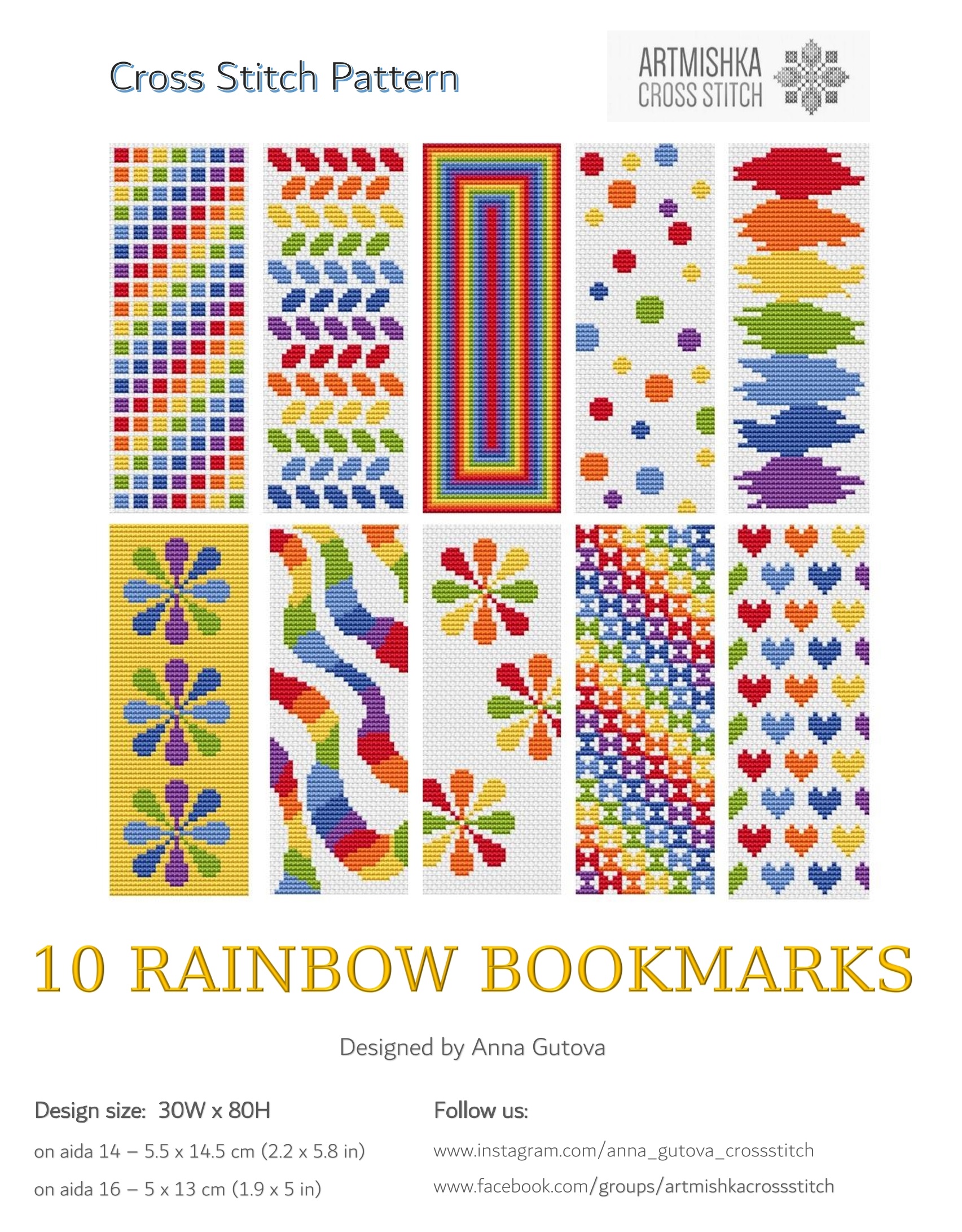 artmishka-10-rainbow-bookmarks-cross-stitch-pattern-123stitch