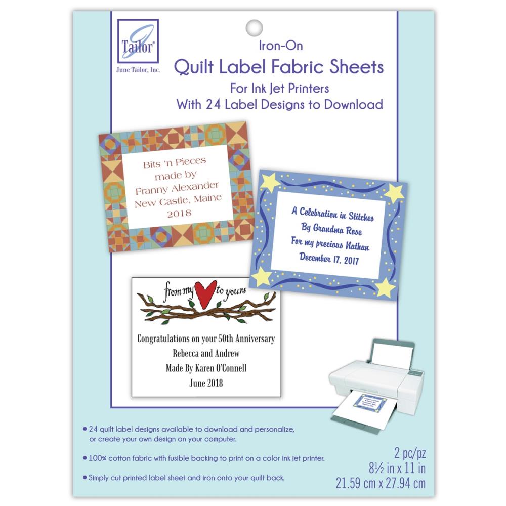 June Tailor Iron On Ink Jet Quilt Label Fabric Sheets 123stitch