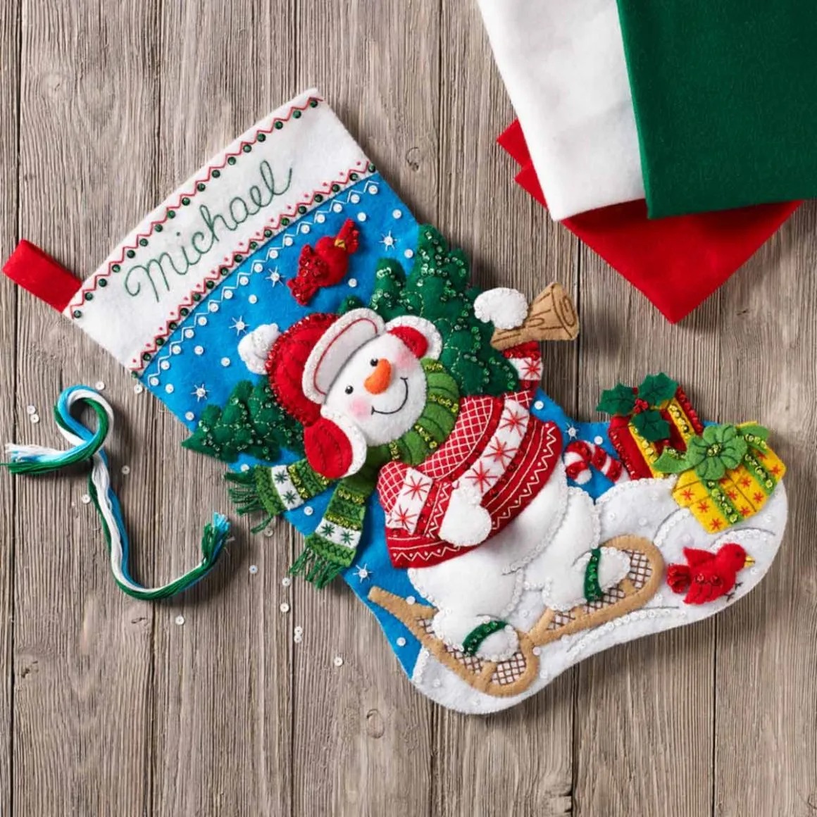 Download Bucilla Nordic Snowman Christmas Stocking Felt Applique Kit 86817 123stitch PSD Mockup Templates