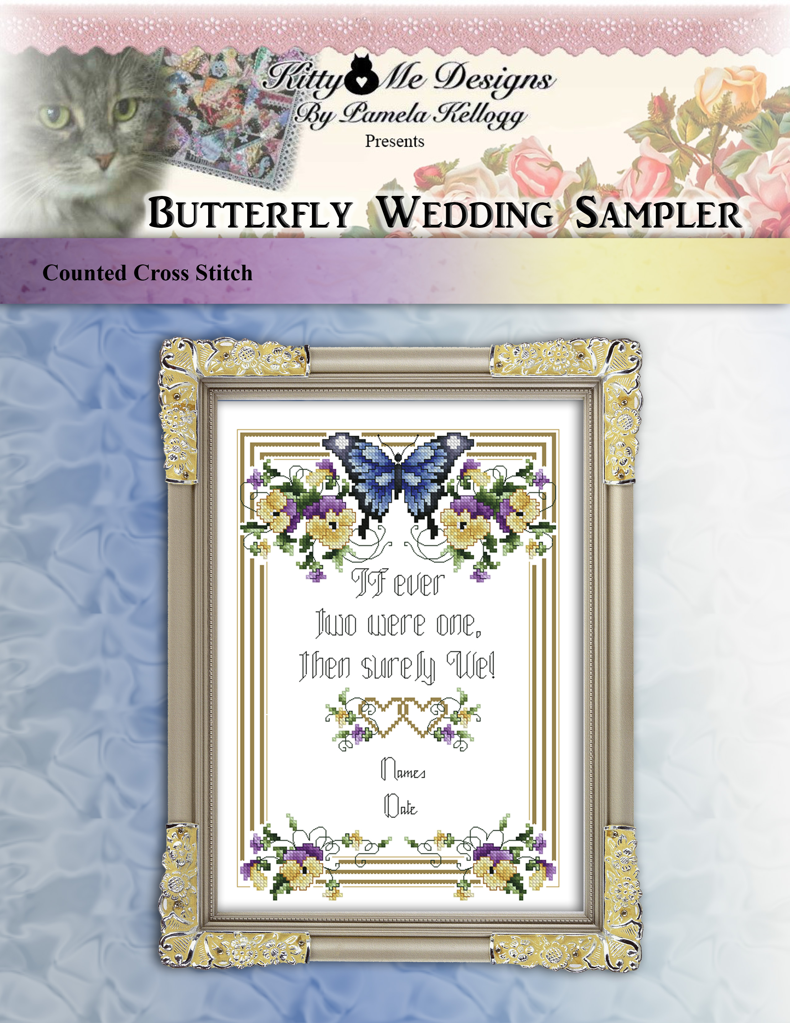 Kitty And Me Butterfly Wedding Sampler - Cross Stitch Pattern - 123Stitch