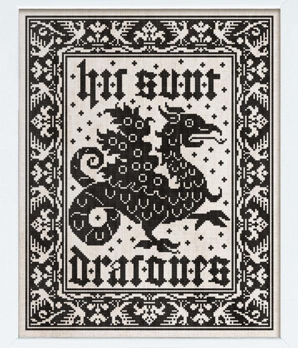 modern-folk-embroidery-here-be-dragons-cross-stitch-pattern-123stitch