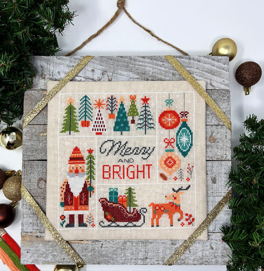 Tiny Modernist Merry And Bright - Christmas Cross Stitch Pattern - 123Stitch mini-christmas-tree-cross-stitch-pattern-our-daily-craft